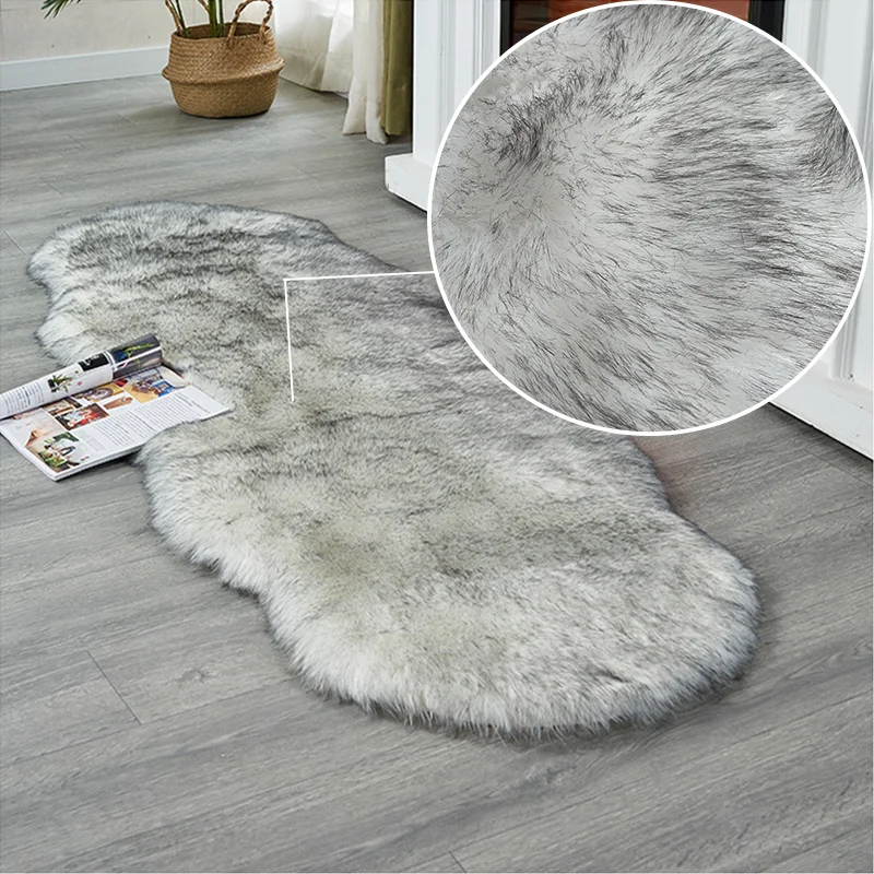 Soft Irregular Rugs For Bedroom Plush Floor Foot Mats Faux Fur Wool Carpets Living Room Lounge Fluffy Bedside Rug Sofa Cushion - Image 14