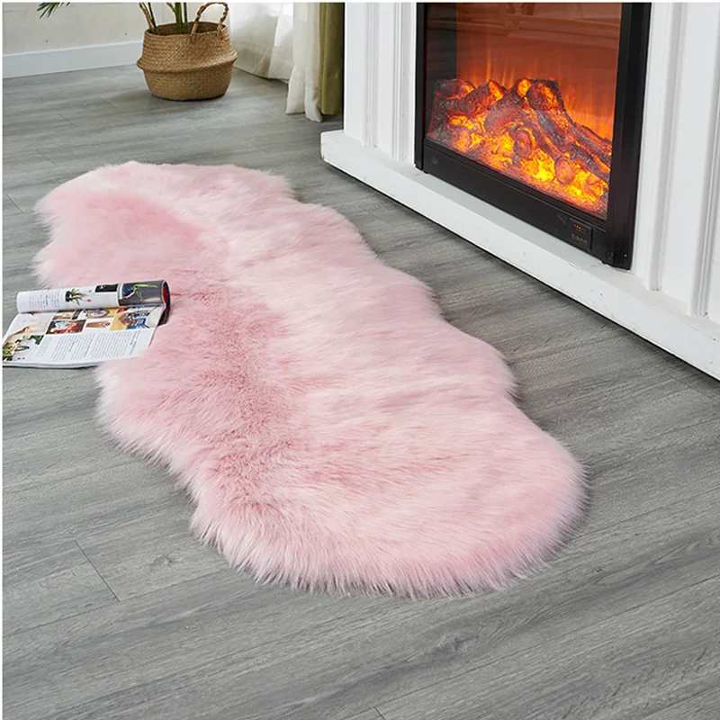Soft Irregular Rugs For Bedroom Plush Floor Foot Mats Faux Fur Wool Carpets Living Room Lounge Fluffy Bedside Rug Sofa Cushion - Image 10