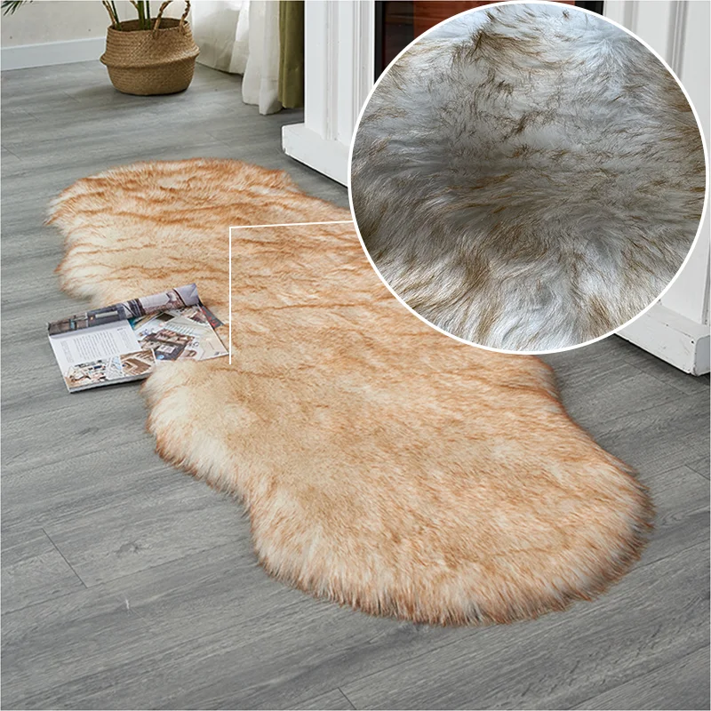 Soft Irregular Rugs For Bedroom Plush Floor Foot Mats Faux Fur Wool Carpets Living Room Lounge Fluffy Bedside Rug Sofa Cushion - Image 15