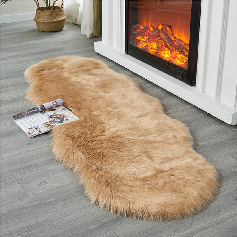 Soft Irregular Rugs For Bedroom Plush Floor Foot Mats Faux Fur Wool Carpets Living Room Lounge Fluffy Bedside Rug Sofa Cushion - Image 9