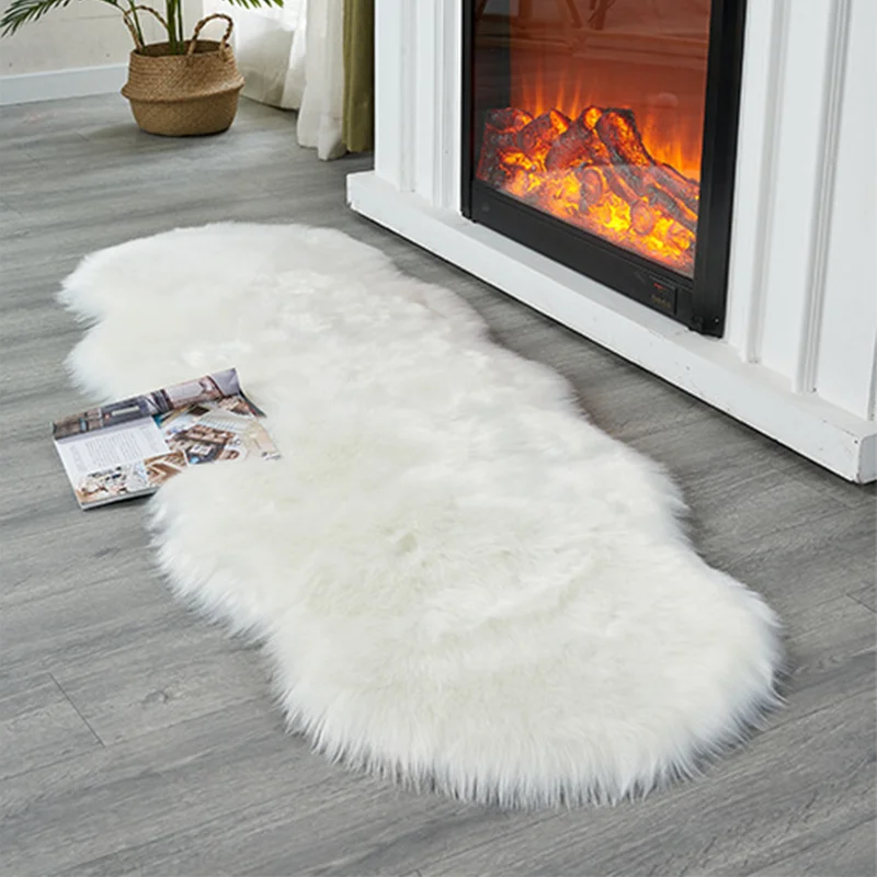 Soft Irregular Rugs For Bedroom Plush Floor Foot Mats Faux Fur Wool Carpets Living Room Lounge Fluffy Bedside Rug Sofa Cushion - Image 7