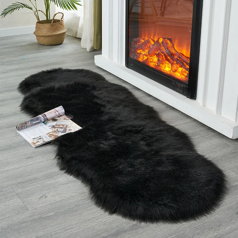 Soft Irregular Rugs For Bedroom Plush Floor Foot Mats Faux Fur Wool Carpets Living Room Lounge Fluffy Bedside Rug Sofa Cushion - Image 12
