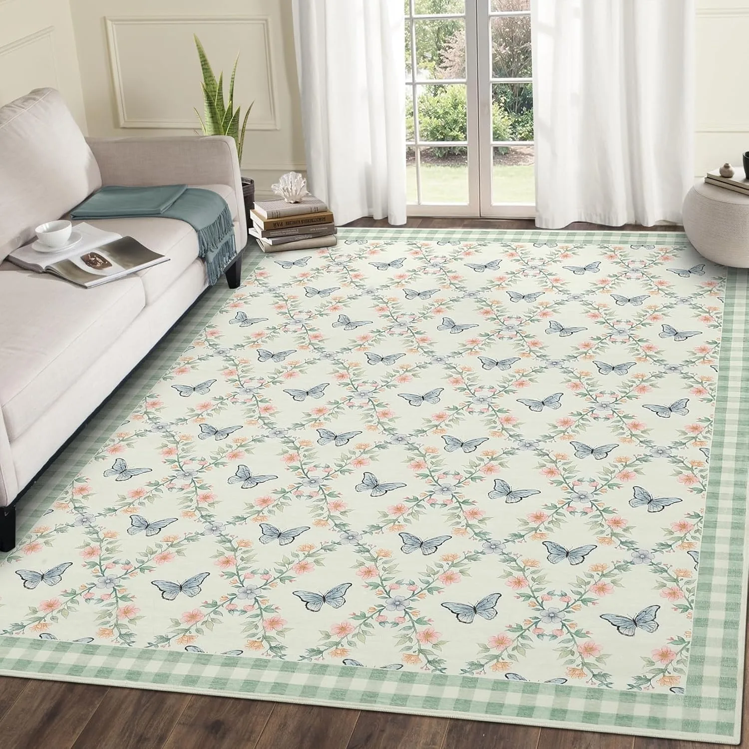 Floral Living Room Carpet Soft Plush Pink Large Area Girl's Bedroom Bedside Rugs Machine Washable Foldable Floor Mats שטיח לסלון - Image 12