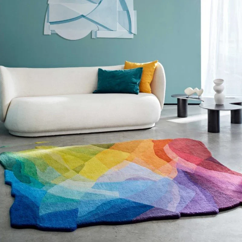 Luxury Carpets for Living Room Dopamine Bedroom Decor Irregular Carpet Creative Colorful Bedside Floor Mat Fluffy Soft Plush Rug - Image 4