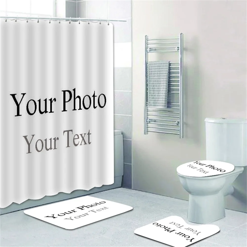 Custom Logo Shower Curtain Set For Bathroom Print Your Pattern Mildew Proof Polyester Waterproof With Hooks for Dropshipping - Image 13