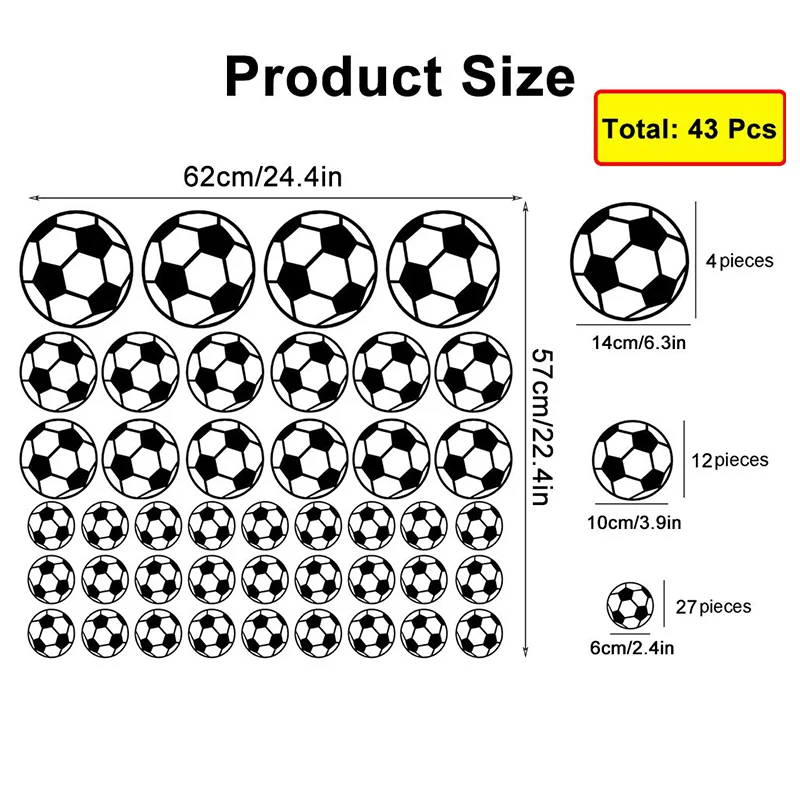 43Pcs/set Personalized Football Soccer Ball Wall Sticker Sports Boys Bedroom Art Vinyl Wall Sticker For Kids Rooms Nursery Decor - Image 4