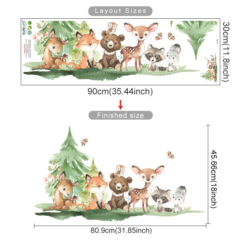 Forest Animals Theme Bear Deer Rabbit Children's Wall Stickers for Kids Room Baby Room Decoration Wallpaper Wall Decals Nursery - Image 16