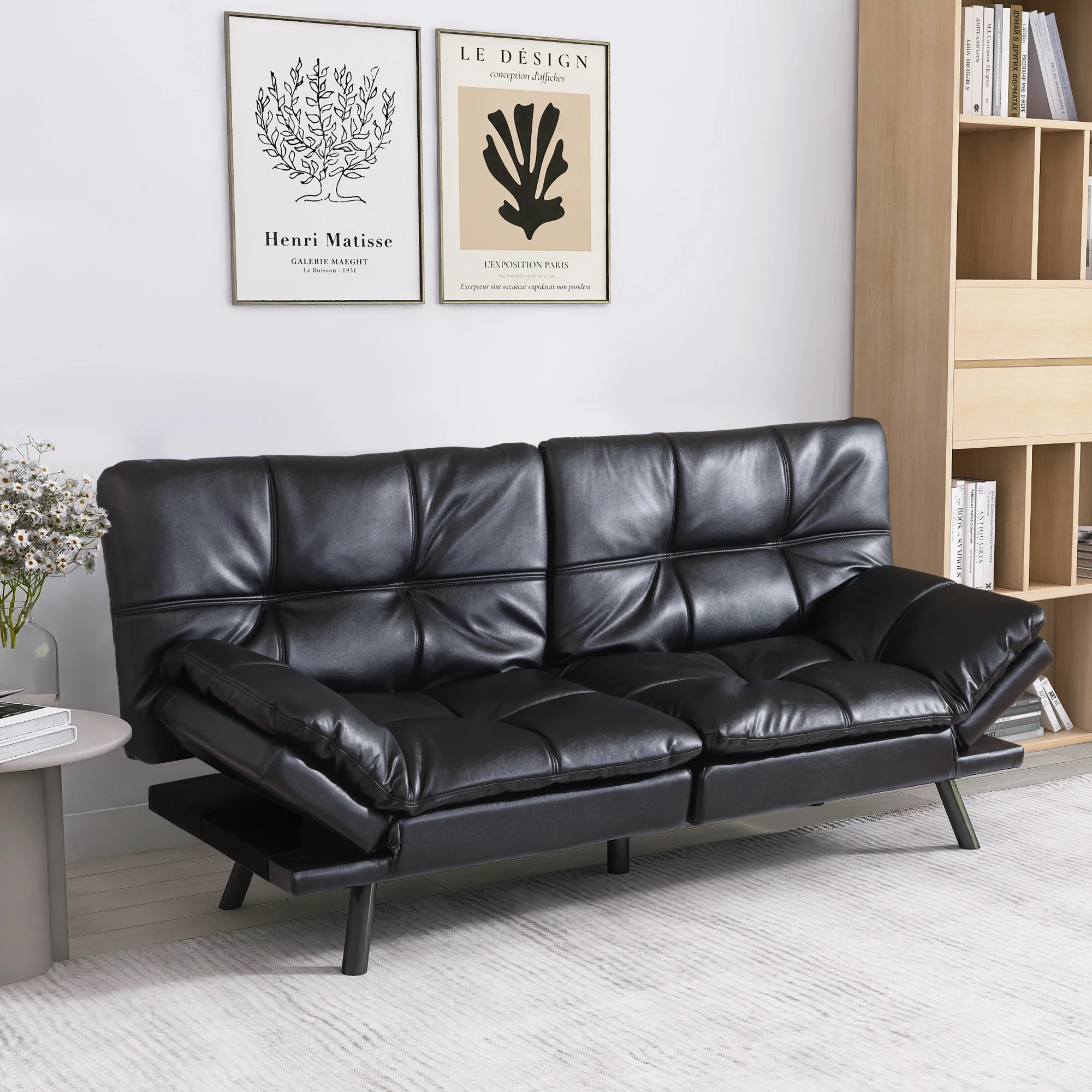 Hcore Futon Sofa Bed,Sleeper Convertible Futon Couch,Memory Foam Futon Couch,Convertible Loveseat Sofa Bed - Image 3