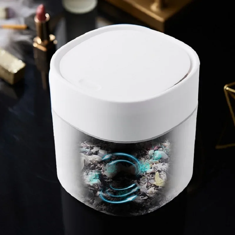2L Mini Desktop Bin Universal Car Interior Storage Case with Cover Home Desk Clean Workspace Garbage Box Pressing Trash Can - Image 4