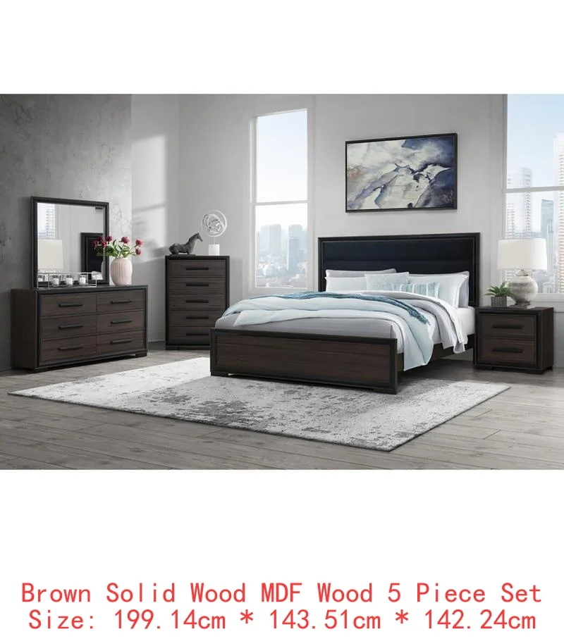 5PC King Bedroom Set – Grey & Black Design - Image 11