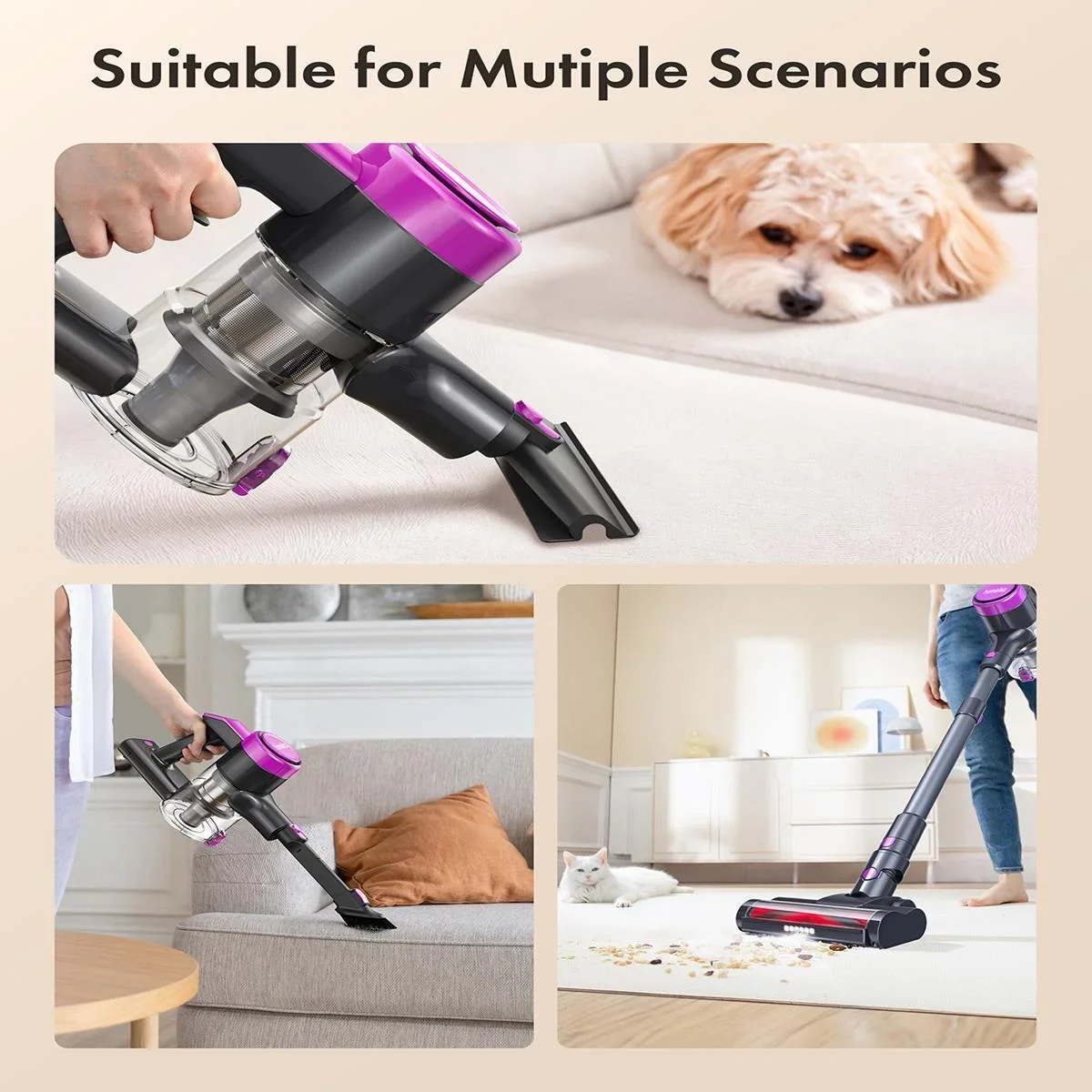 Homeika Cordless Vacuum Cleaner,23KPa 48mins Powerful Suction Vacuum LED Display,Lightweight Stick for HardFloor/Carpet/Pet Hair - Image 2