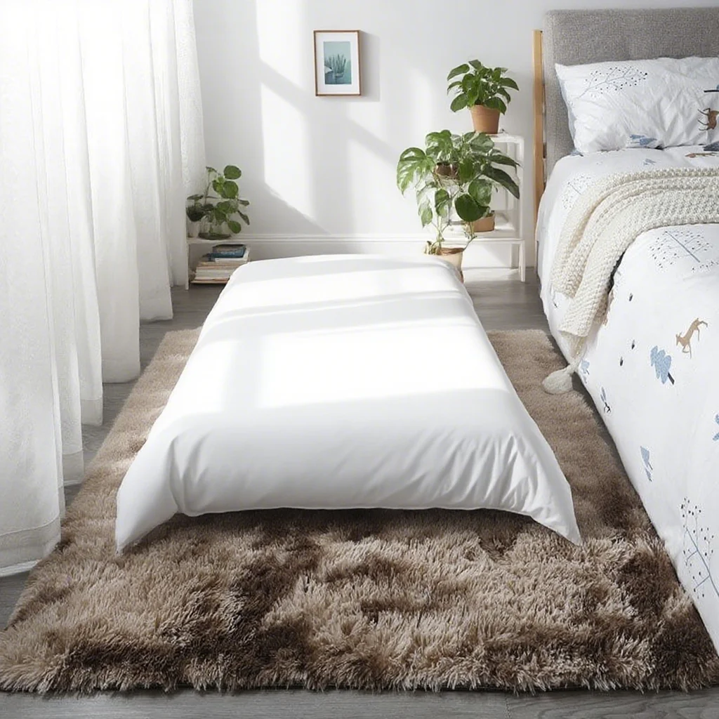 Shaggy Area Gray Rug For Living Room Super Soft Long Pile Bedroom Carpet Non-Slip Children's Home Decor Fluffy Bedside Floor Mat - Image 13