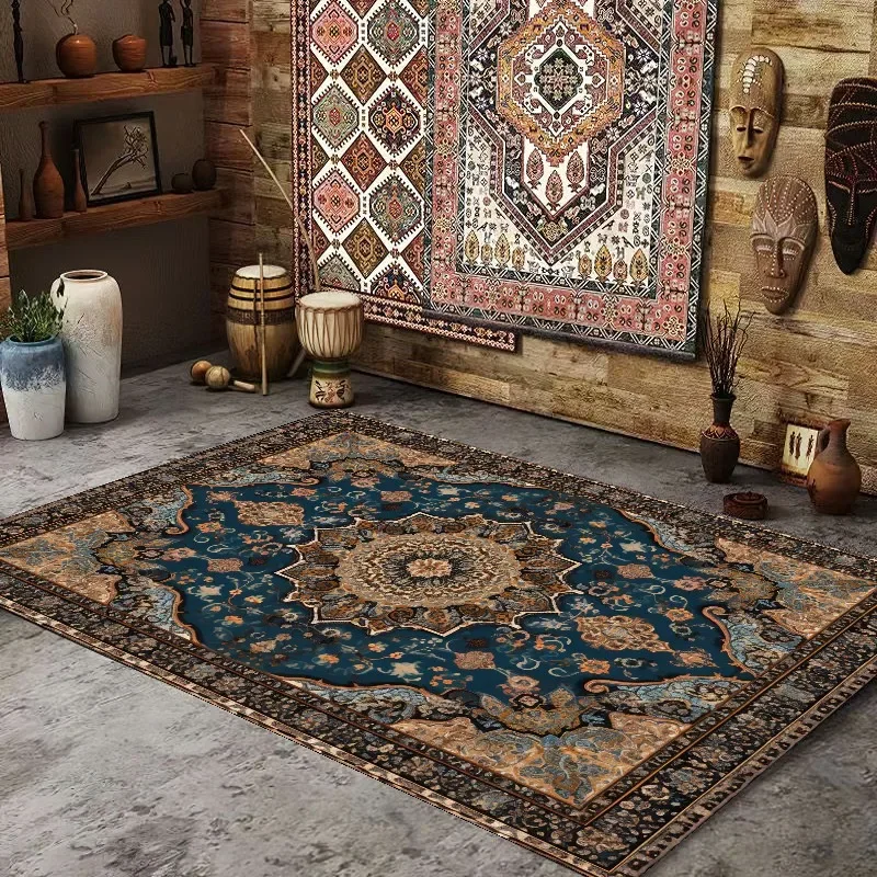 Persian American Retro Carpet Large Area Living Room Decoration Home Ethnic Style Bedroom Rug Cloakroom Lounge Soft Mat Washable - Image 2