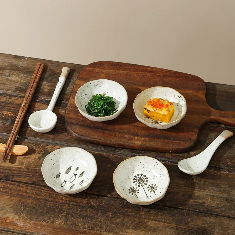 Bright Sesame Japanese-style Spoon Creamic Long Handle Soup Spoon retro Coarse Pottery Spoons Kitchen Restaurant Table Service - Image 5