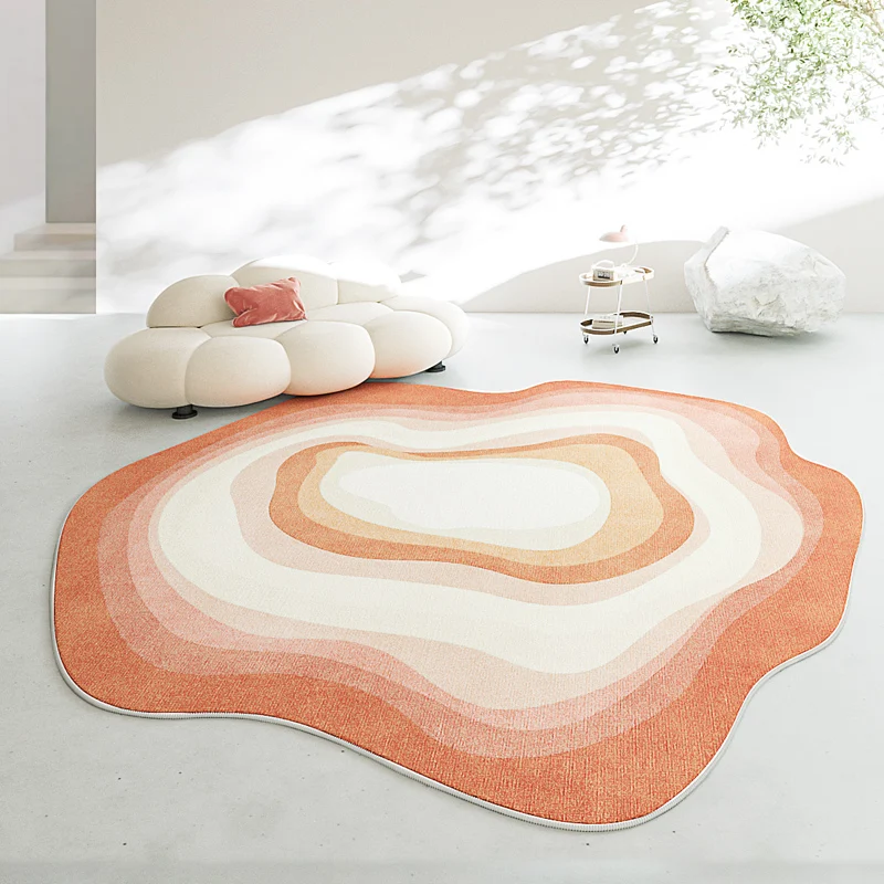 Irregular Plush Lounge Rug Nordic Style Carpets for Living Room Thick Cloakroom Gradient Carpet Light Luxury Bedroom Decor Mat