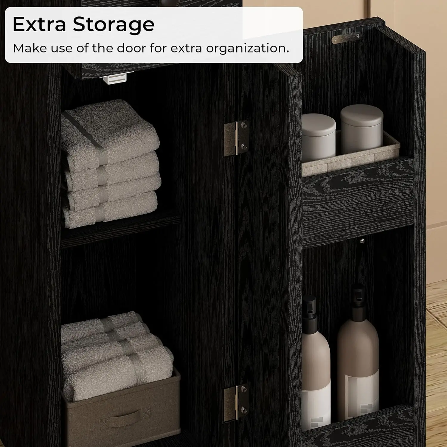 IRONCK Bathroom Storage Cabinet, 70.9 Inch Tall Bathroom Cabinet with Doors, Narrow Storage Organizers with Adjustable Shelf - Image 5