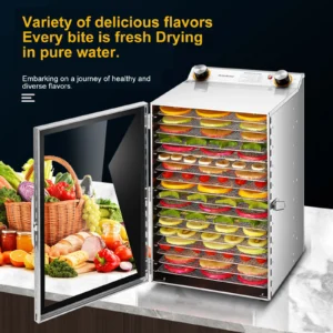Food-Dehydrator Machine with 18 Stainless Steel Trays Temperature Control Stainless Steel Dehydrator Machine for Meats & Veggies