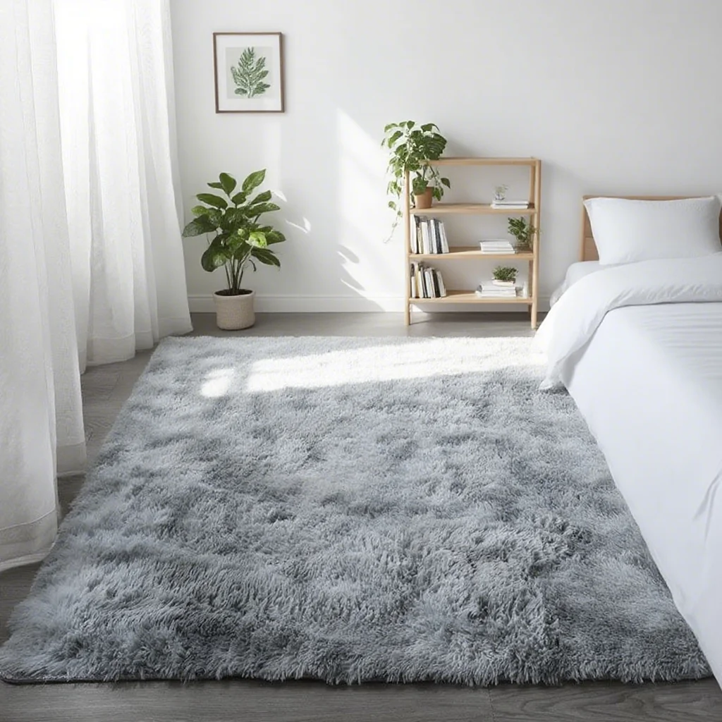 Shaggy Area Gray Rug For Living Room Super Soft Long Pile Bedroom Carpet Non-Slip Children's Home Decor Fluffy Bedside Floor Mat - Image 15