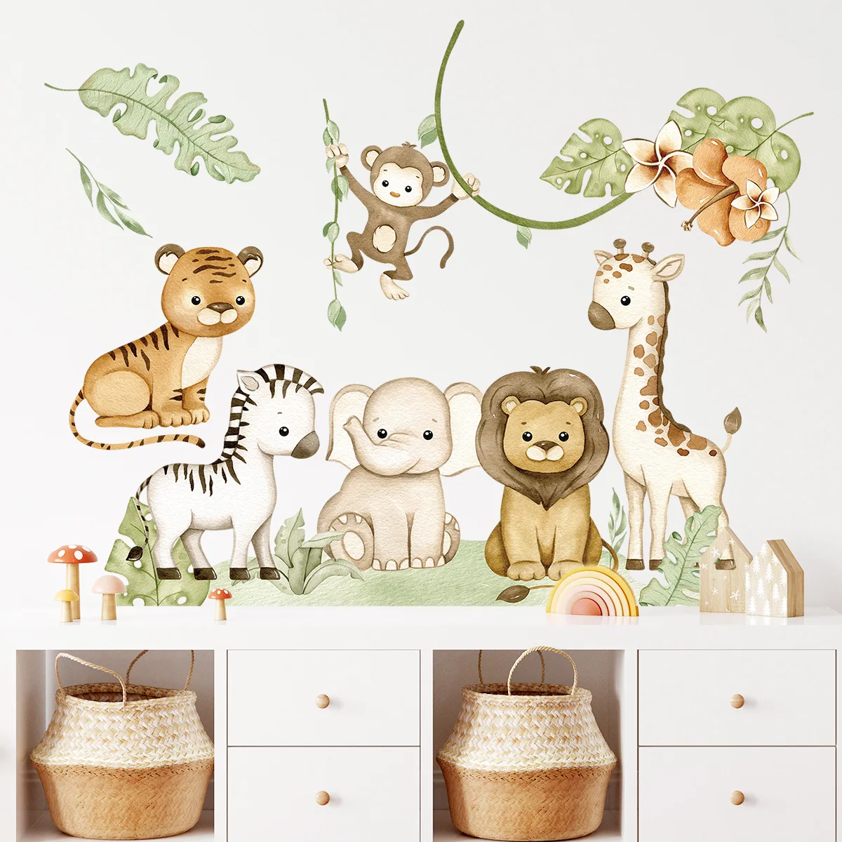 Cartoon Animal Monkey Wall Stickers for Kids Room Baby Room Background Wall Decor Wall Decals Nursery Kindergarten Wallpaper - Image 3