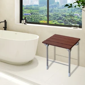 Wooden Wall Mounted Shower Chair, Folding Bathroom Shower Seat, Home & Hotel Furniture, Shoe Bench - 160kg Capacity, 38*31*44cm
