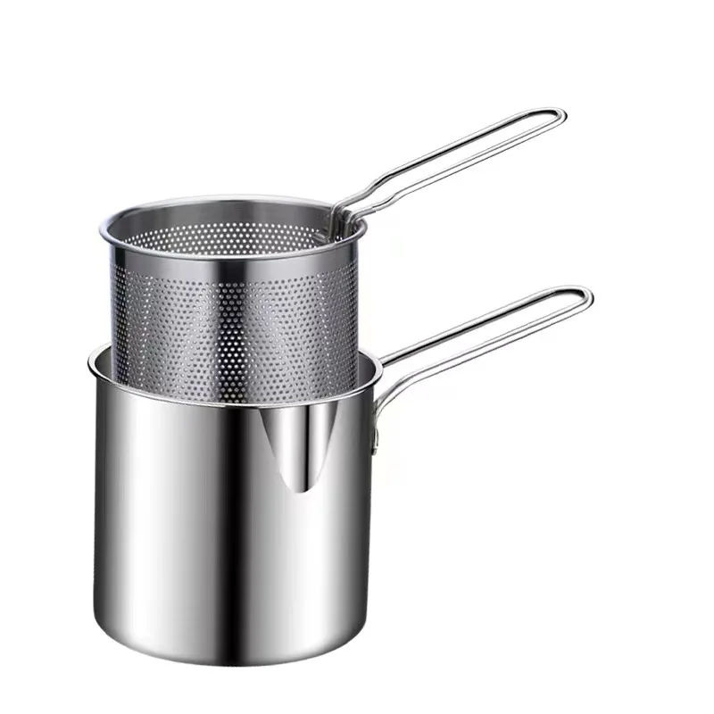 Stainless steel fryer with deep frying basket, multifunctional small pot, stainless steel french fries, fried chicken cookingpot - Image 5