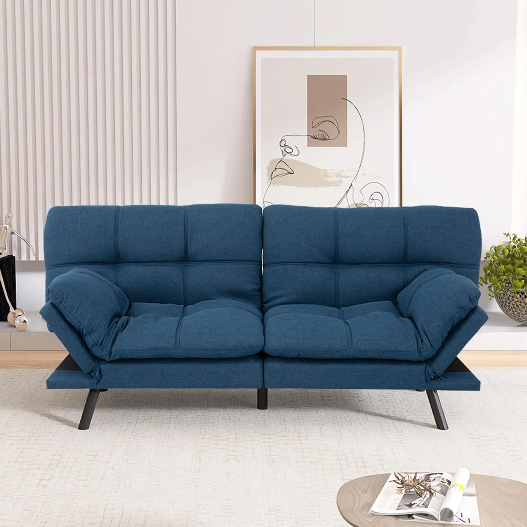 Hcore Futon Sofa Bed,Sleeper Convertible Futon Couch,Memory Foam Futon Couch,Convertible Loveseat Sofa Bed - Image 6