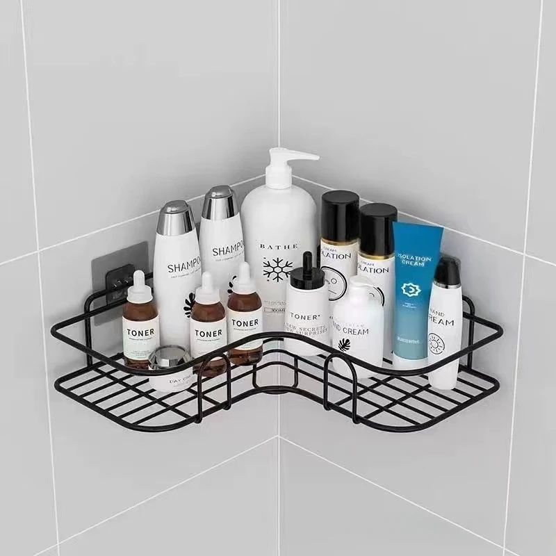 Wall Mounted Bathroom Shelf Corner Storage Iron Shower Drain Basket Cosmetic Rack Shampoo Holder Bathroom Organizer Wall shelves - Image 7