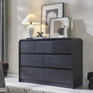 Modern 7 Drawers Dresser, 47" Wide Wood Dressers & Chests of Drawers w/Curved Profile, Mid Century Modern Dresser.
