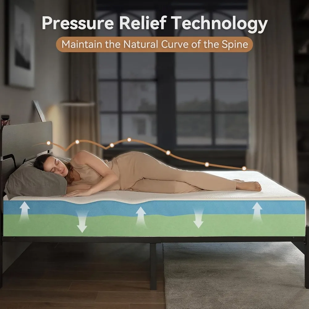 8 Inch Full Size Gel Green Tea Memory Foam Mattress - Medium Firmness, Pressure Relieving, Fiberglass-Free Mattress in a Box - Image 6