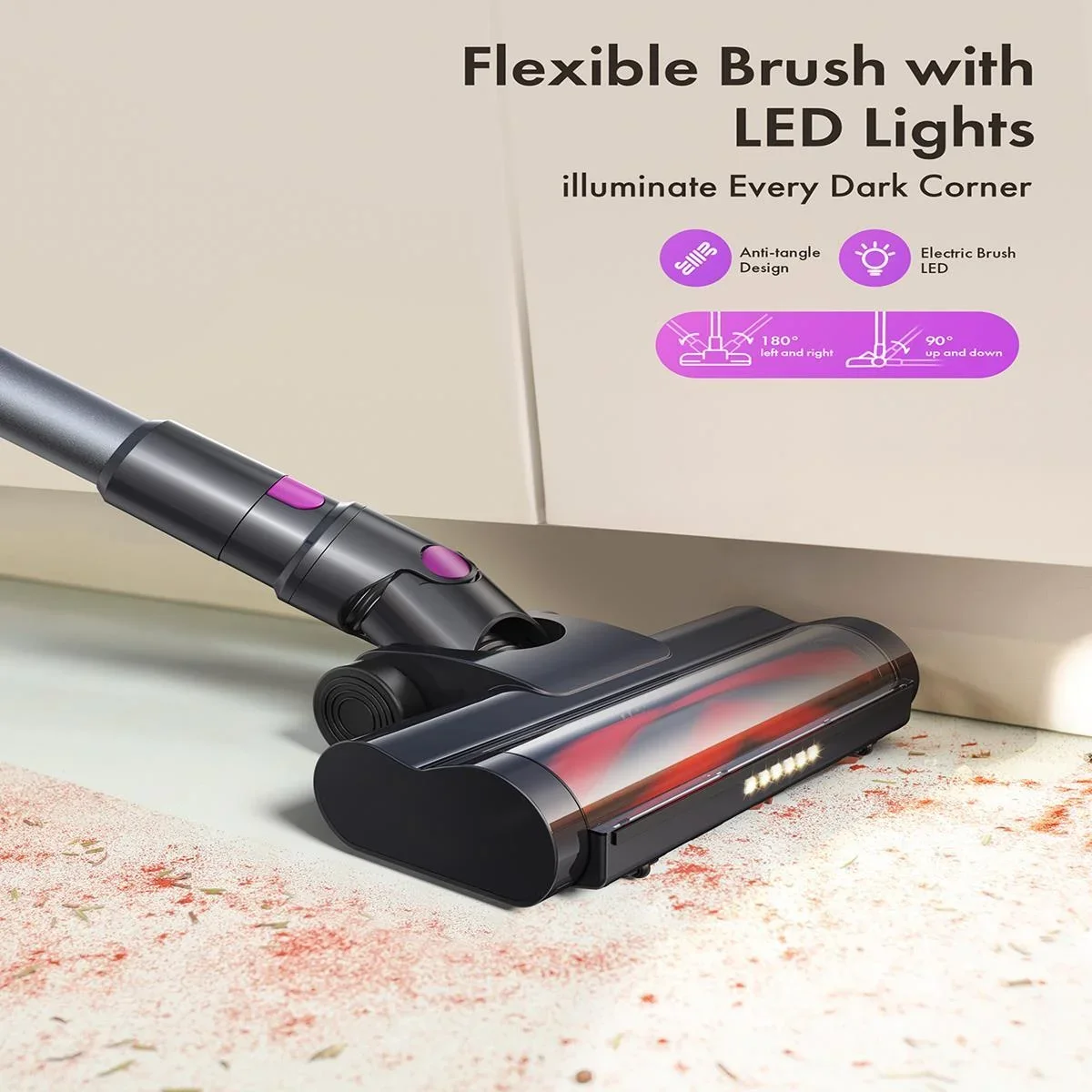 Homeika Cordless Vacuum Cleaner,23KPa 48mins Powerful Suction Vacuum LED Display,Lightweight Stick for HardFloor/Carpet/Pet Hair - Image 5