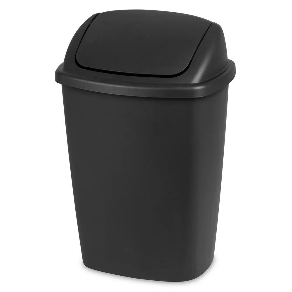 7.5 Gallon SwingTop Trash Can Plastic Wastebasket Indoor Kitchen Office Swing Lid Easy Clean Textured Surface BPA Free - Image 2