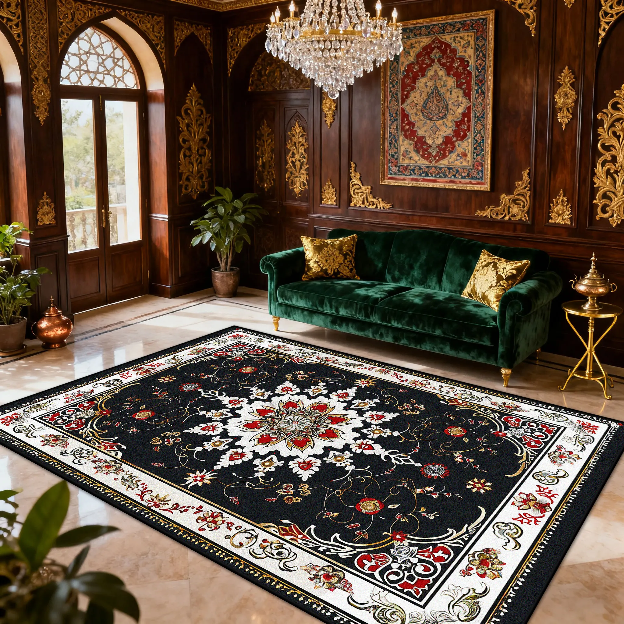 Persian American Retro Carpet Large Area Living Room Decoration Home Ethnic Style Bedroom Rug Cloakroom Lounge Soft Mat Washable - Image 7