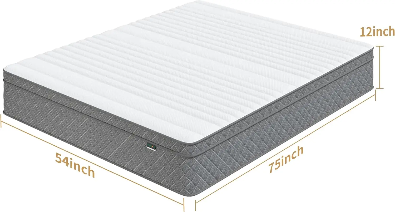 10/12 Inch Full Queen Size Mattress with Cooling-Gel Memory Foam &Pocket Spring Hybrid, CertiPUR-US Certified, Medium Firm - Image 2