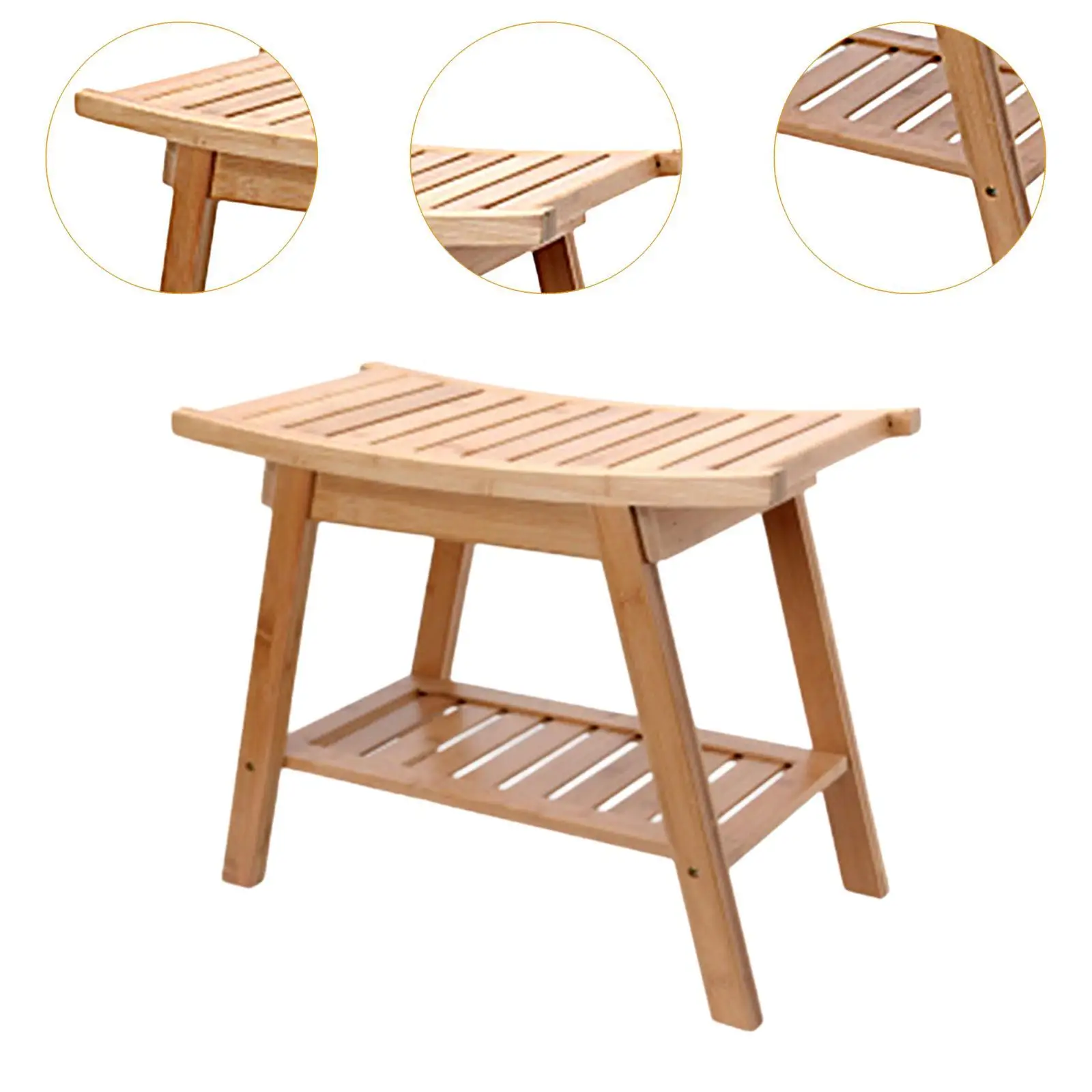Shower Stool Shower Bath Chair with Storage Shelf 2 Tier Water Resistant Bathroom Seat for Corridor Inside Shower Shaving SPA - Image 5