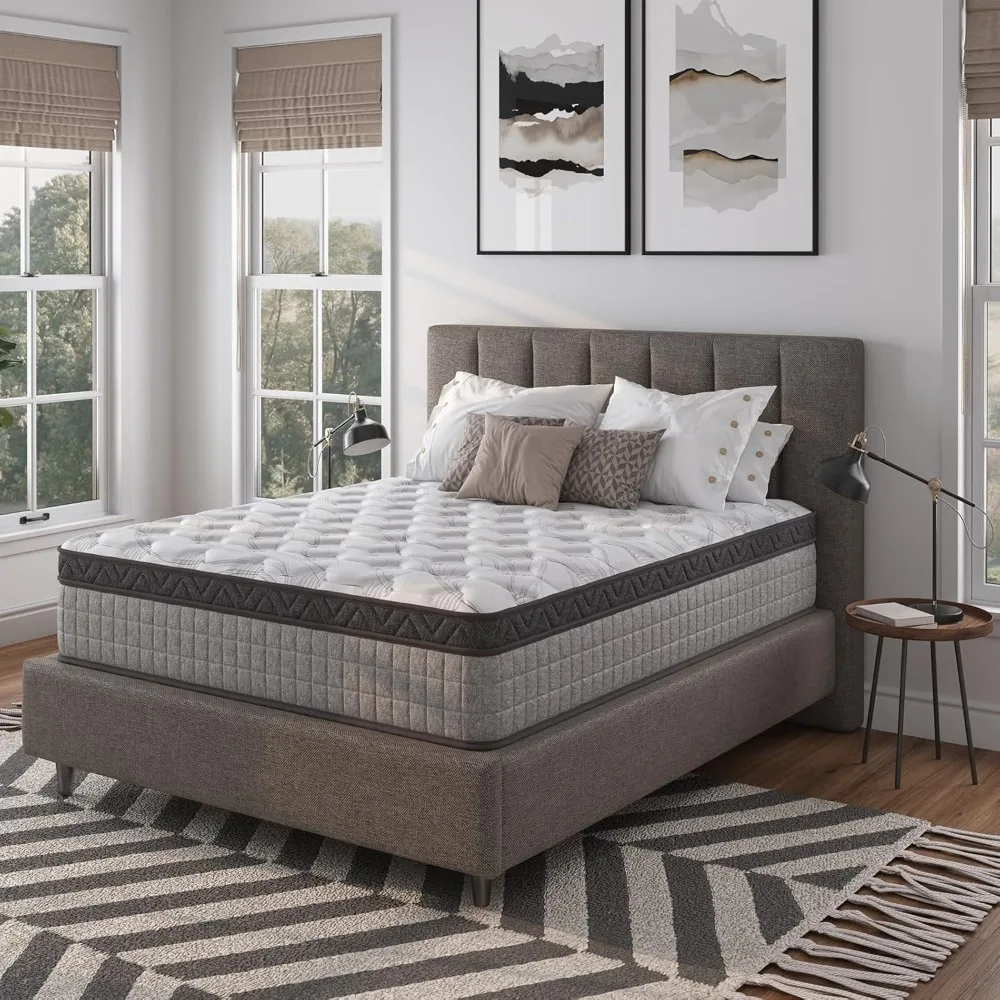 Mattress, Full Size Mattress in a Box, New Diamond Innerspring Hybrid and Cooling Gel Memory Foam Mattresses, Pressure Relief - Image 2