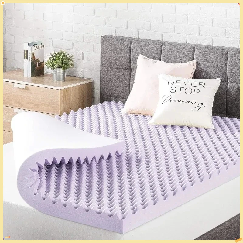 3 Inch Egg Crate Memory Foam Mattress Topper with Soothing Lavender Infusion, Dorm Essentials, Queen - Image 2