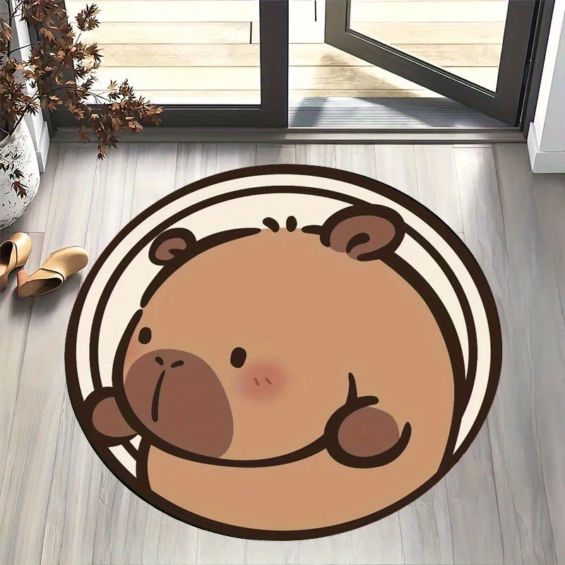 1pc Cute Cartoon Bear Design Round Mat - Soft Flannel, Non-Slip, Machine Washable, Perfect for Living Room, Bedroom, Kitchen - Image 2