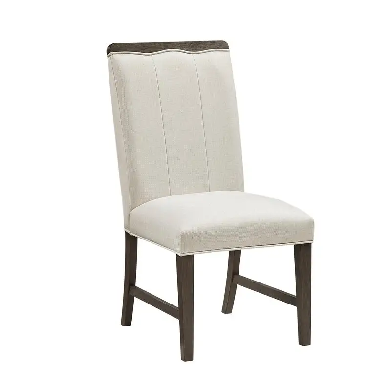 Modern Brown Finish 7-Piece Dining Set with Round Table and 6 Beige Upholstered Side Chairs - Durable Metallic Base, Elegant - Image 6
