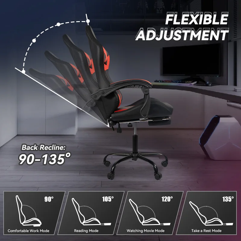 Nalupatio Ergonomic Office Chair, Leather E-Sports Chair,Gaming Chair, Rotatable Adjustable Headrest,For Offices Or Gaming Halls - Image 5