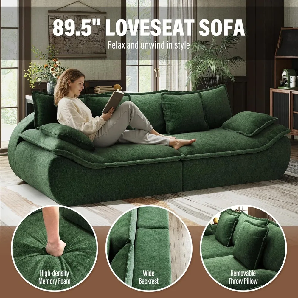 Sofa Couches 2-Seater Modular Sectional Sofa, 89''Comfy Loveseat with Throw, Deep Seat Small Sofa for Small Space - Image 5