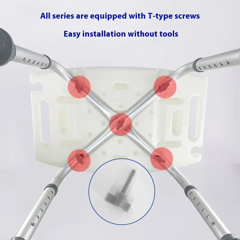 Elderly Bath Chair Pregnant Women Shower Chair Bathroom Adjusting Belt Cushion Waterproof Non-slip Aluminum Alloy Bath Stool - Image 4