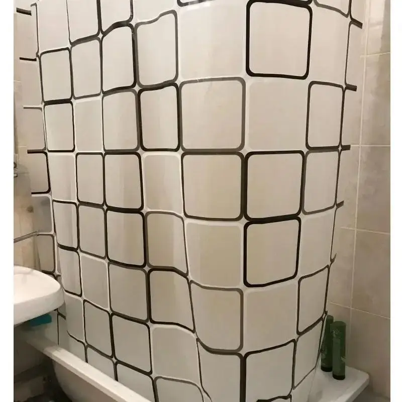 180*200cm Bathroom Curtain Waterproof Shower Curtain With 12 Curtain Hooks And Rings Shower Curtain Set - Image 3