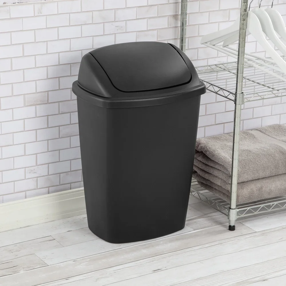 7.5 Gallon SwingTop Trash Can Plastic Wastebasket Indoor Kitchen Office Swing Lid Easy Clean Textured Surface BPA Free - Image 4
