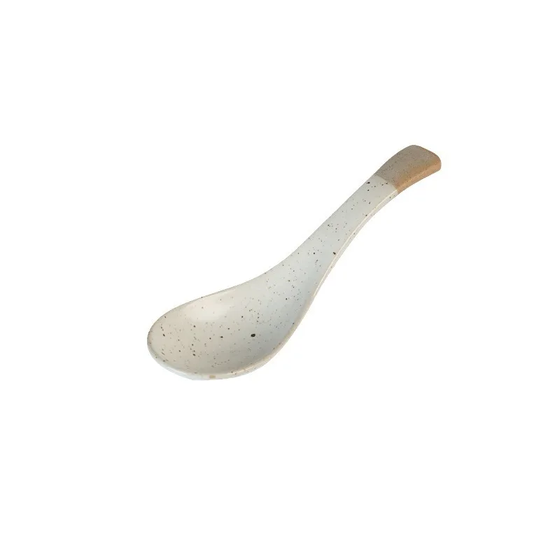 Bright Sesame Japanese-style Spoon Creamic Long Handle Soup Spoon retro Coarse Pottery Spoons Kitchen Restaurant Table Service - Image 6