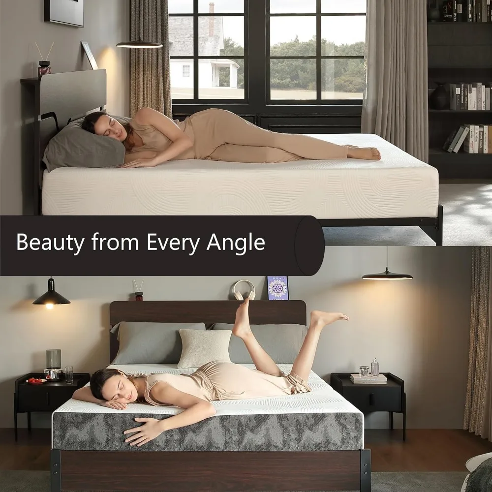 8 Inch Full Size Gel Green Tea Memory Foam Mattress - Medium Firmness, Pressure Relieving, Fiberglass-Free Mattress in a Box - Image 2