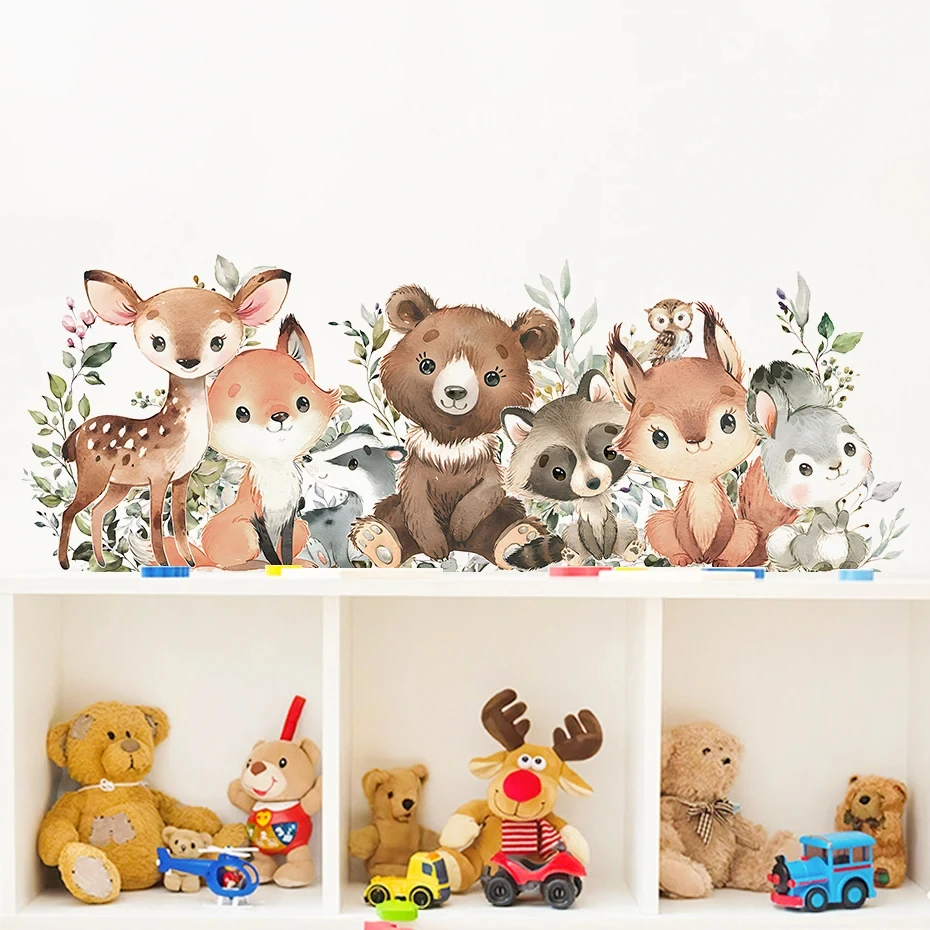 Forest Animals Theme Bear Deer Rabbit Children's Wall Stickers for Kids Room Baby Room Decoration Wallpaper Wall Decals Nursery - Image 5