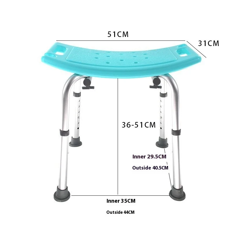 Elderly Bath Chair Pregnant Women Shower Chair Bathroom Adjusting Belt Cushion Waterproof Non-slip Aluminum Alloy Bath Stool - Image 6