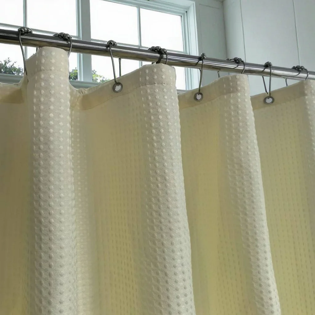 Minghe Fabric Shower Curtain,Heavy Duty Cloth Bathroom Shower Curtain,Polyester Shower Curtain Waffle 230 gsm - Image 6