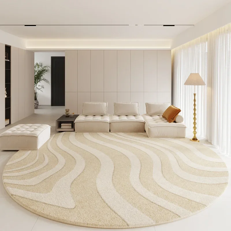 Modern Rugs for Bedroom Fluffy Soft Lounge Rug Thick Cloakroom Round Floor Mat Cream Living Room Decoration Anti-slip Carpet - Image 3