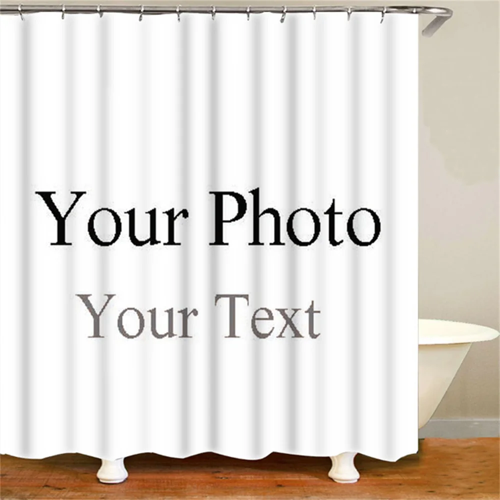 Custom Logo Shower Curtain Set For Bathroom Print Your Pattern Mildew Proof Polyester Waterproof With Hooks for Dropshipping - Image 12
